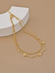 1 件时尚水钻雏菊不锈钢女士脚链（链上珠子数量可能存在偏差，链上实际珠子数量以标注尺寸为准）