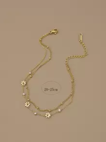 1 件时尚水钻雏菊不锈钢女士脚链（链上珠子数量可能存在偏差，链上实际珠子数量以标注尺寸为准）