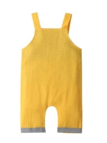 Baby Striped Panel Overalls - Yellow - View 2