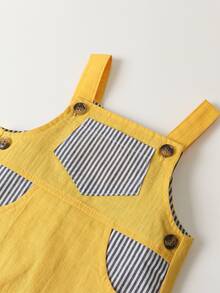Baby Striped Panel Overalls - Yellow - View 3