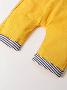 Baby Striped Panel Overalls - Yellow - View 5