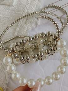 Bolsa cuadrada mini con diseño de perla artificial