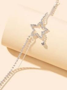 水鑽星星裝飾腳錬 - 銀色 - 查看 2