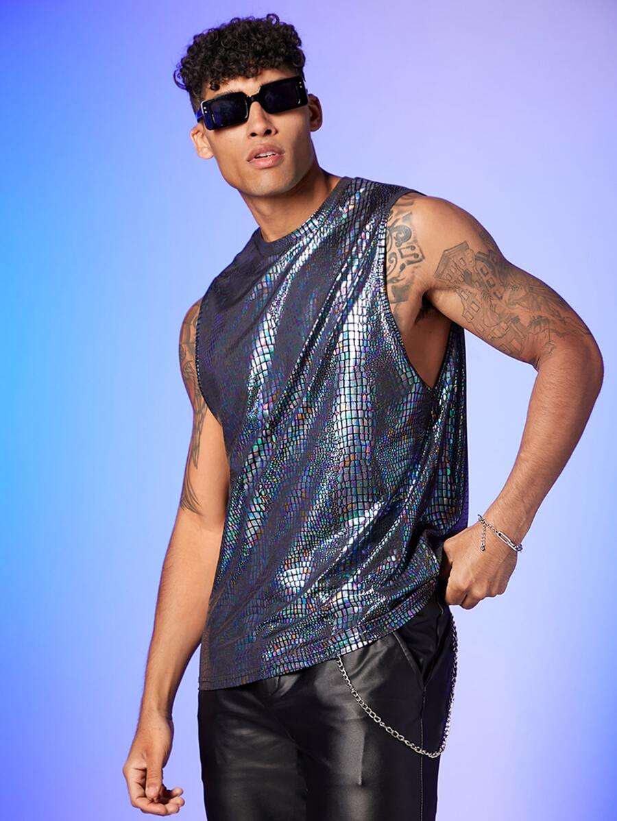 GENTILAND Men Crocodile Print Tank Top - Multicolor - View 1