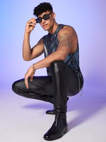 GENTILAND Men Crocodile Print Tank Top - Multicolor - View 5