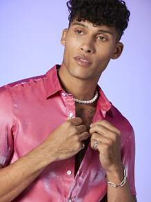 FeverCity Men Single Breasted Shirt - Pink - View 5