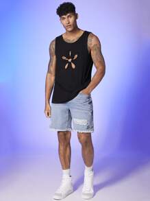 GENTILAND Hombres Top tank con aro O cortado láser delantero - Negro - Ver 1