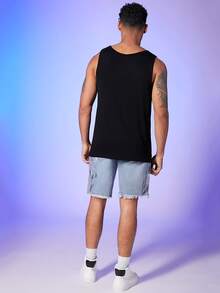 GENTILAND Hombres Top tank con aro O cortado láser delantero - Negro - Ver 2