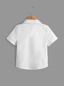 SHEIN 小男童蝴蝶結細節襯衫 - 白色 - 查看 2