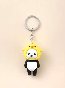 可愛的黃色帽子泰迪熊鑰匙扣 - 彩色 - 查看 3