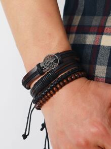 Thời trang và phổ biến 4 chiếc Vòng tay trang trí cây cho nam PU để làm quà tặng trang sức và cho một vẻ ngoài sành điệu - Nhiều màu - Xem 1