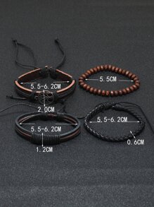 Thời trang và phổ biến 4 chiếc Vòng tay trang trí cây cho nam PU để làm quà tặng trang sức và cho một vẻ ngoài sành điệu - Nhiều màu - Xem 3