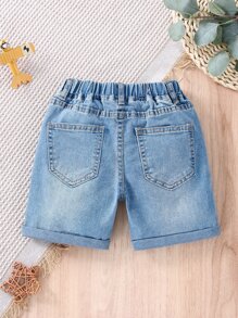 小男童破洞卷邊牛仔短褲