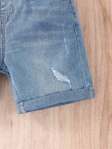 小男童破洞卷邊牛仔短褲