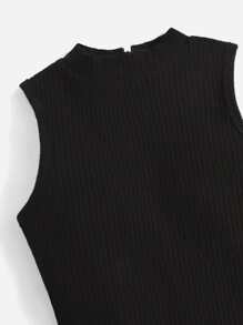 SHEIN Bebé Jumpsuit tejido de canalé sin manga - Negro - Ver 4