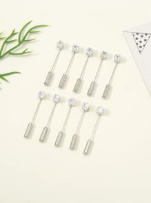 10pcs Rhinestone Decor Scarf Pin Ideal Choice For Gifts - Silver - View 1