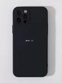 Funda de teléfono de silicona negra con estampado en inglés, compatible con iPhone y Galaxy, 17 Pro Max, 17, Galaxy