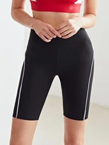 SHEIN Unity CONTRAST BINDING CYCLING SHORTS - Black - View 3