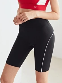 SHEIN Unity CONTRAST BINDING CYCLING SHORTS - Black - View 4