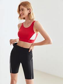 SHEIN Unity CONTRAST BINDING CYCLING SHORTS - Black - View 6