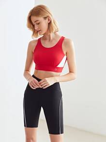 SHEIN Unity CONTRAST BINDING CYCLING SHORTS - Black - View 7
