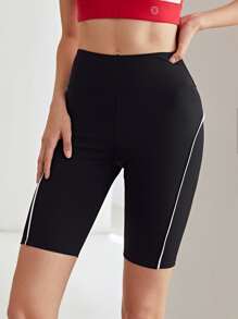 SHEIN Unity CONTRAST BINDING CYCLING SHORTS - Black - View 8