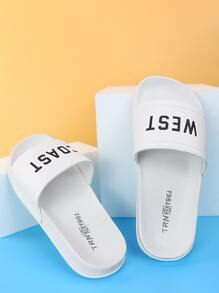 Letter Graphic Single Band Slides - White - View 2