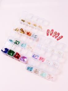 7盒金箔和人造珍珠美甲裝飾 - 彩色 - 查看 1