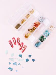 7盒金箔和人造珍珠美甲裝飾 - 彩色 - 查看 2