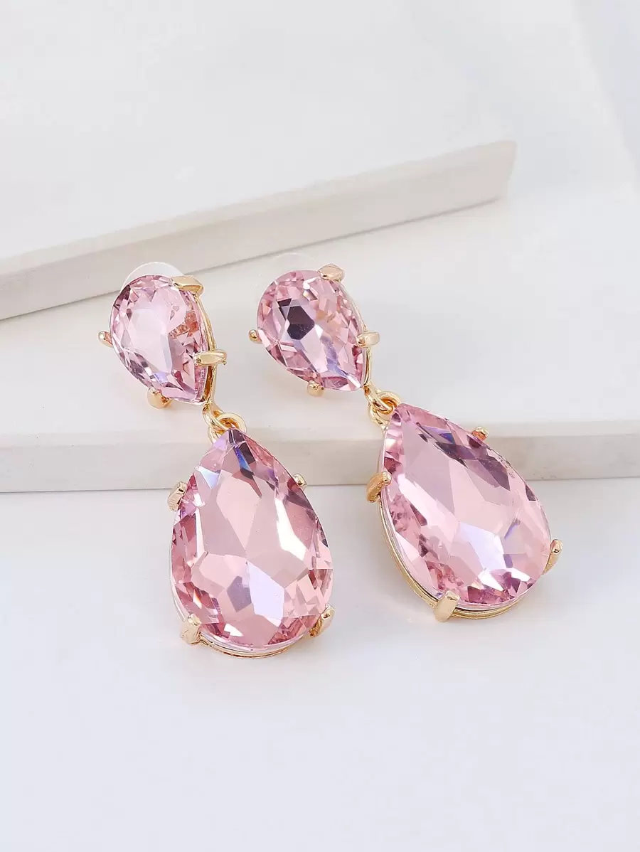 juran Rhinestone Water Drop Earrings
