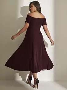 Celure Vestido de hombros descubiertos de muslo con abertura - Burdeos - Ver 2