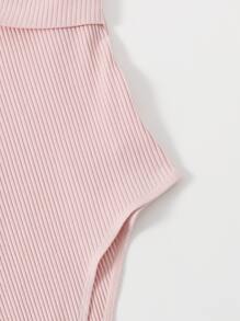 SHEIN EZwear 前扭結羅紋針織吊帶連體衣 - 淺粉色 - 查看 3