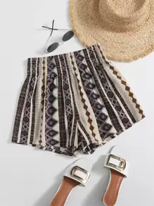 SHEIN VCAY 打褶幾何圖案短褲