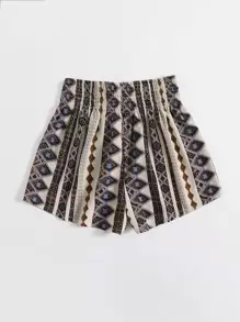 SHEIN VCAY 打褶幾何圖案短褲