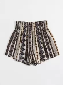 SHEIN VCAY 打褶幾何圖案短褲