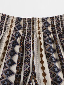 SHEIN VCAY 打褶幾何圖案短褲