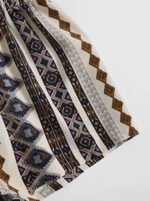 Young Girl Woven Geometric Print Shorts - Multicolor - View 5