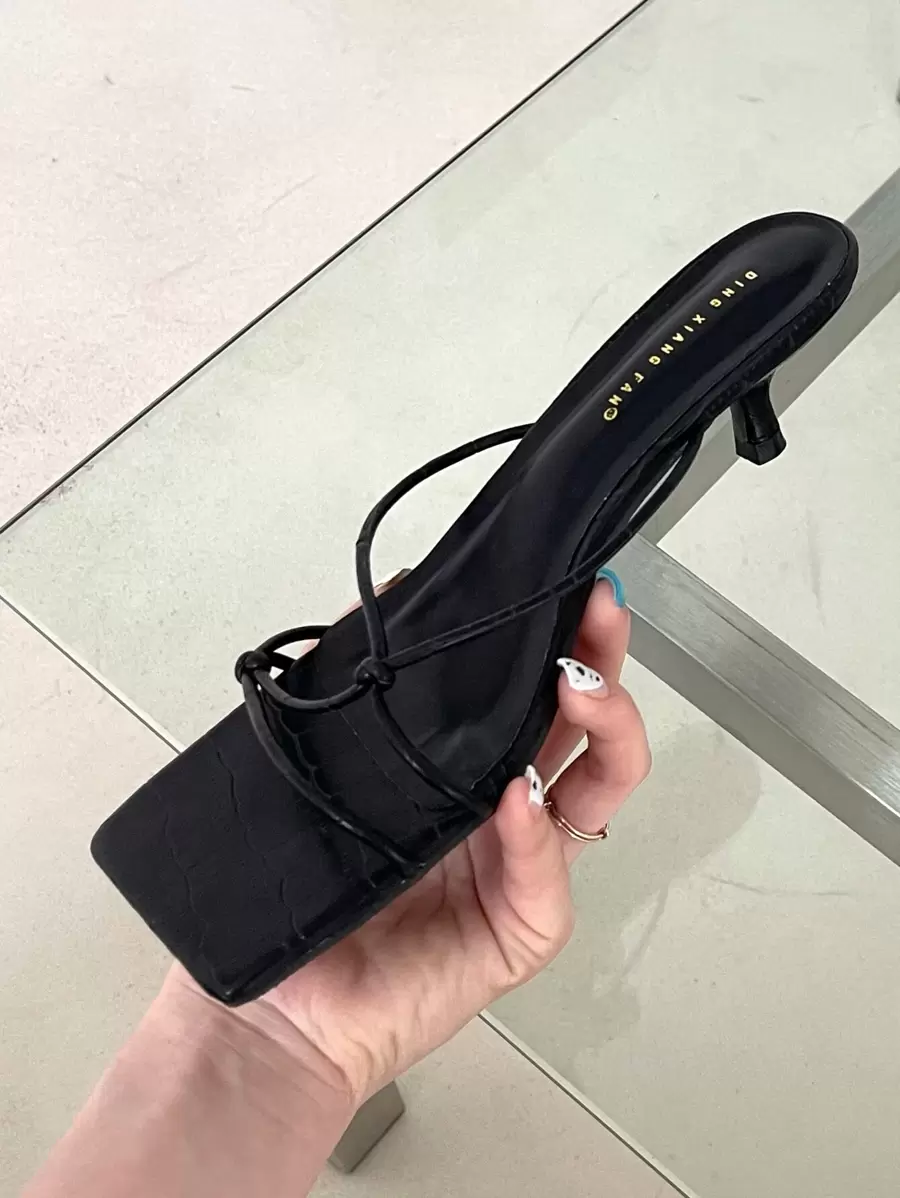 結飾高跟穆勒涼鞋 - 黑色 - 查看 1