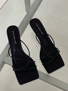 結飾高跟穆勒涼鞋 - 黑色 - 查看 2