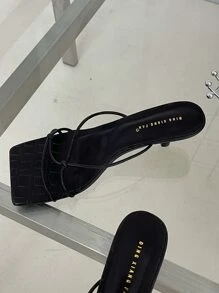 結飾高跟穆勒涼鞋 - 黑色 - 查看 6