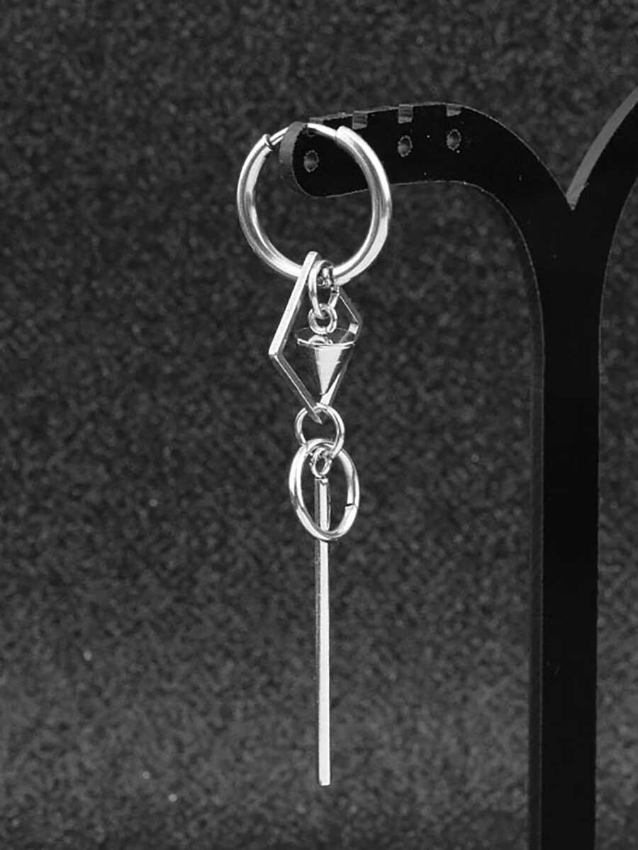 Fashionable and Popular 1pc Men Geometric Decor Drop Earring Stainless Steel Punk Hip Pop Style for Jewelry Gift and for a Stylish Look