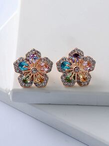 juran Rhinestone Flower Design Stud Earrings Valentines,Mom,Mother,Mother's Day,Gift - Multicolor - View 1
