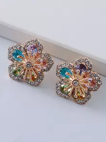 juran Rhinestone Flower Design Stud Earrings Valentines,Mom,Mother,Mother's Day,Gift - Multicolor - View 4