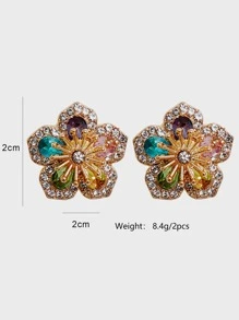 juran Rhinestone Flower Design Stud Earrings Valentines,Mom,Mother,Mother's Day,Gift - Multicolor - View 5