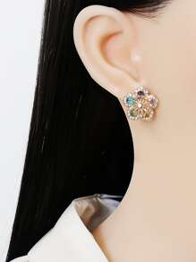 juran Rhinestone Flower Design Stud Earrings Valentines,Mom,Mother,Mother's Day,Gift - Multicolor - View 6
