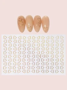 1sheet Heart Print Nail Art Sticker - Gold - View 1