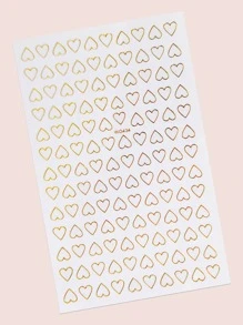 1sheet Heart Print Nail Art Sticker - Gold - View 4