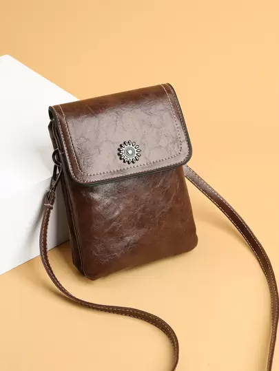 Mini Metal Decor Flap Square Bag Lightweight Fashion White-Collar Workers College Work Business Commute Office For Anniversary For Birthday Gift On Valentine Day Phone Phone Pouch IPhone Bag Pouch Phone Pouch Phone Bag For Women Wallet Purse Wallet
