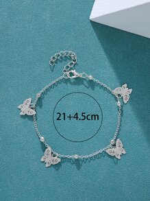 蝴蝶吊墜手鐲 - 銀色 - 查看 4