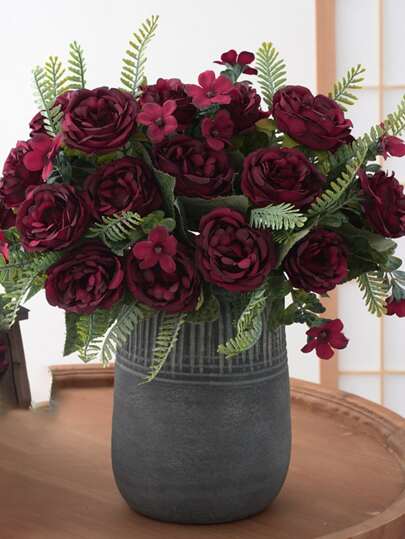 1/2/4PCS 人造牡丹花束、玫瑰花蕾、情人节礼物、婚礼装饰、新娘手腕花、手捧花材料、DIY 花环材料、新年家居、卧室、客厅、花瓶配件、节日生日派对装饰、花材